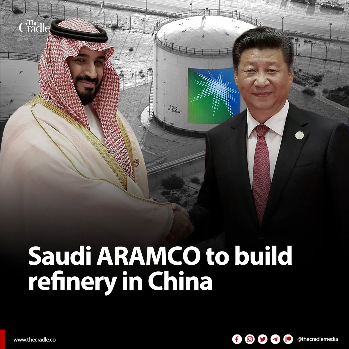 Saudi Aramco signed a $12.2 billion agreement with China to build an oil refinery