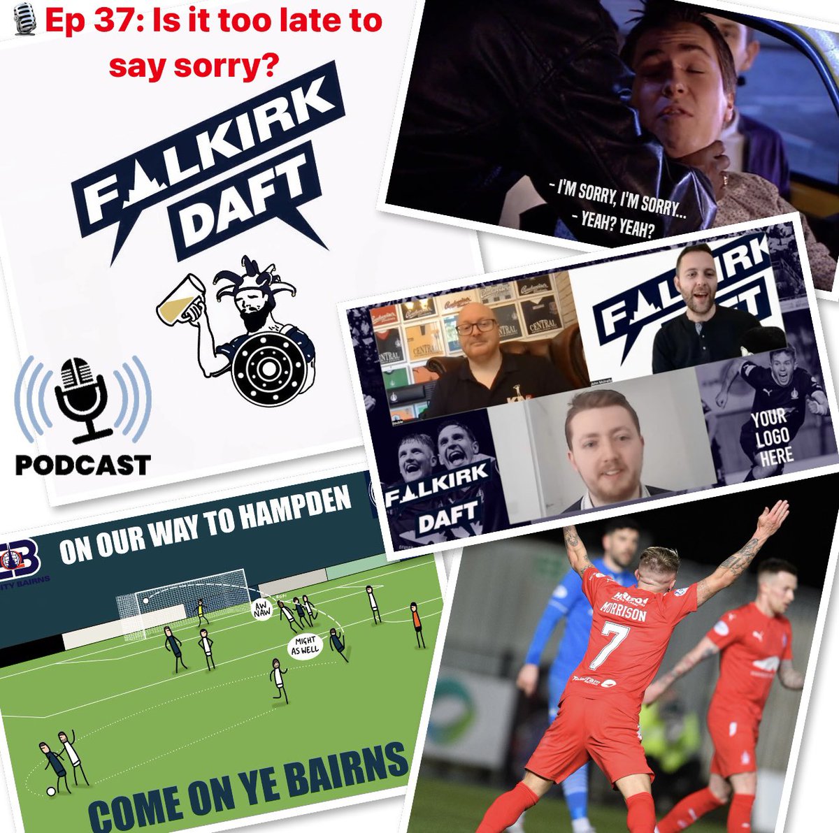 Falkirkdaft's tweet photo. 🆕🎙️Ep 37 IS IT TOO LATE TO SAY SORRY?

🔵 Review the controversial disallowed goal &amp; 0-0 with Kelty Hearts with @Lewis1876 &amp; guest pundit @scofie97
⚪️ John has to say SORRY to John McGlynns daughter 👀 &amp;
🔵 Preview Clyde (A) with @ClydeFCPodcast 

📱👉🏻 https://t.co/qWxZbdOWmX https://t.co/eLhkgfw2x7