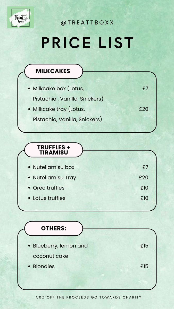 finest_potato's tweet photo. This Ramadhan we will be baking to fundraise for charity. Please share &amp; RT!!  DM @treattboxx on insta or message me to place orders iA💚 https://t.co/1EbZUpoXQ2
