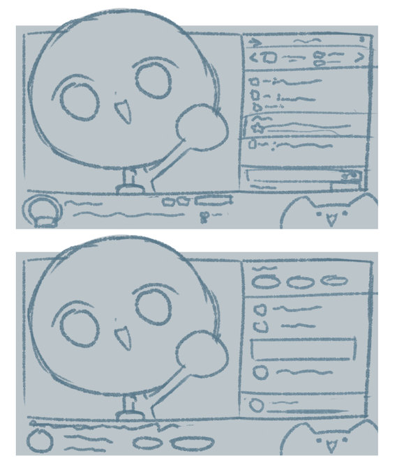 here's the idea i have so far! your vtuber saying hi from yt or twitch ! Will come with variations of light/dark mode as well  + your mascot peeking at the corner! 
when will this actually be a thing? whenever i have the time to work on a sample.... 