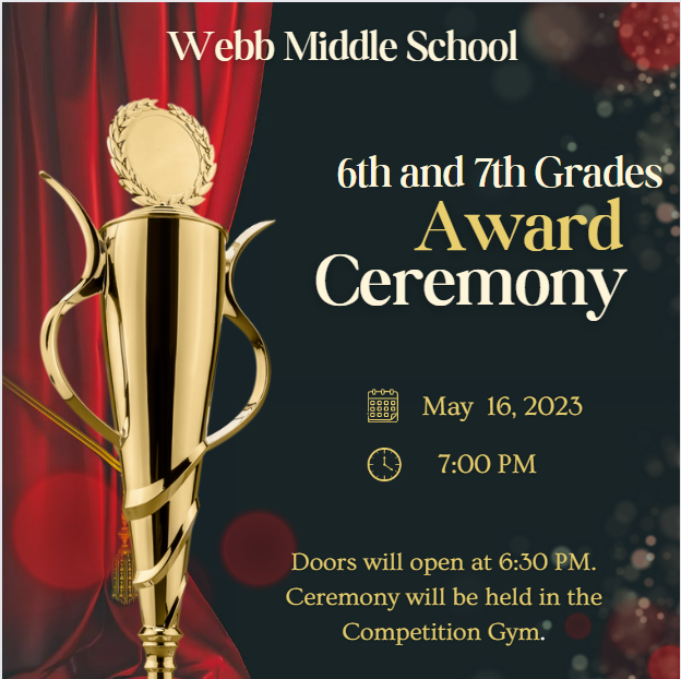 CounselingWebb's tweet photo. We are excited to celebrate our student's hard work!
May 16, 2023 - 6th and 7th Grades Awards Ceremony.
May 17, 2023- 8th Grade Bridging Ceremony.
#Webb_Bears https://t.co/I3YOEjXabu