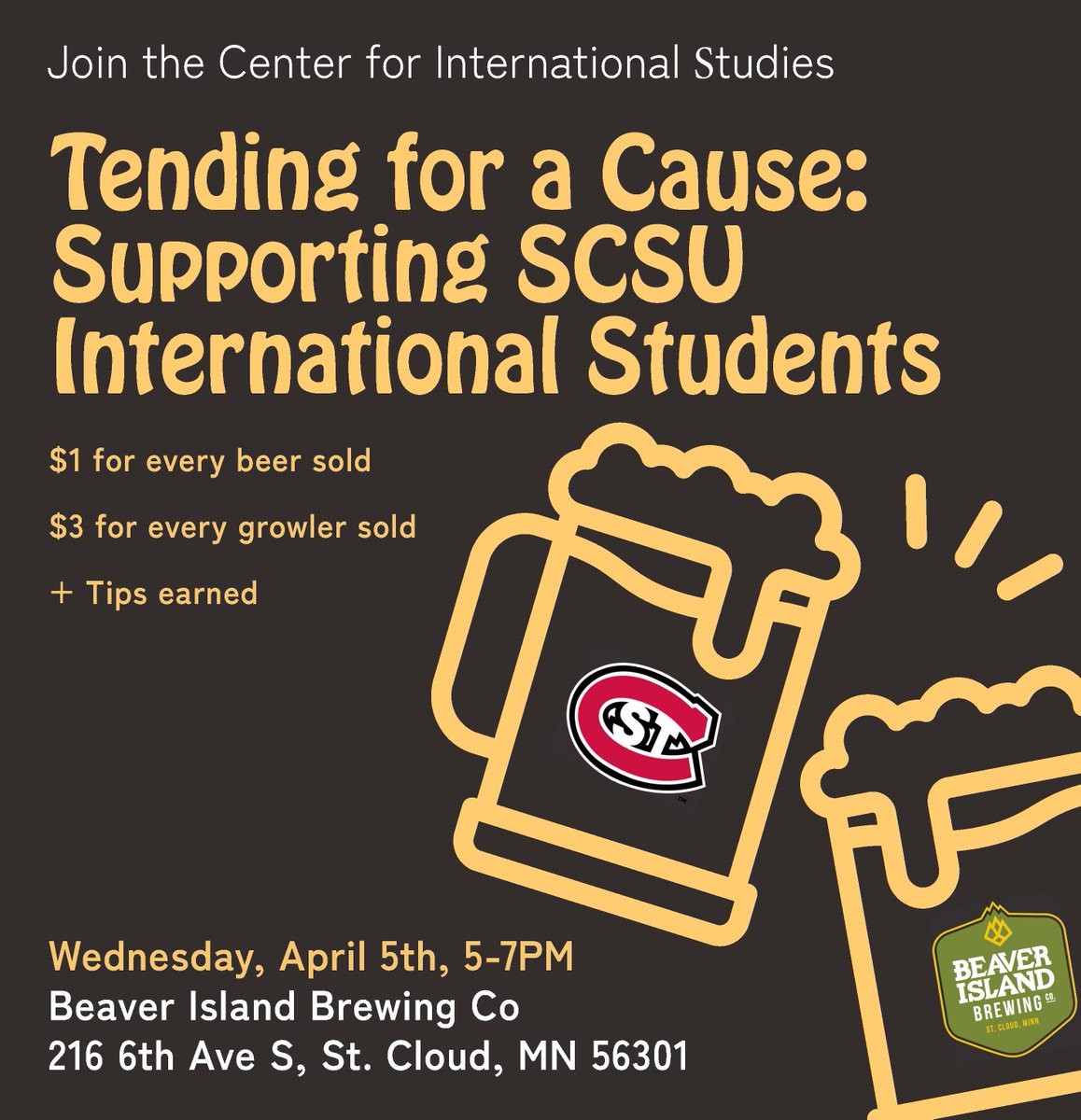 Save the date! Please join us next week to raise money for international students, featuring special guest bartenders. 🍻🌏