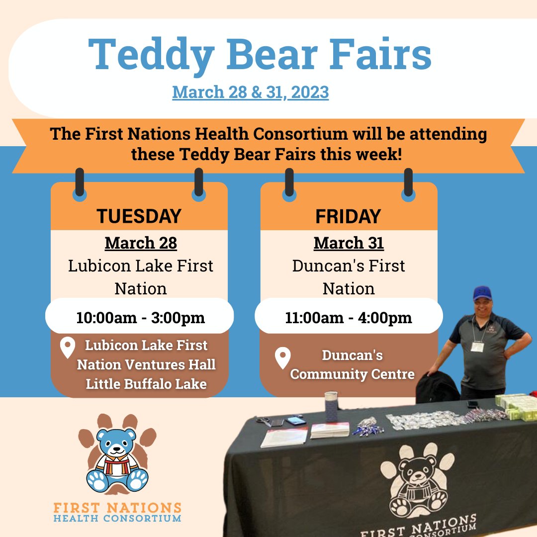 Come visit us at the Teddy Bear Fairs in Lubicon Lake First Nation and Duncan's First Nation this week! 😊
We look forward to visiting with you and sharing more about the work we do!
#FirstNations #JordansPrinciple #Alberta #Treaty8 #TreatyStatus #TransitiontoAdulthood