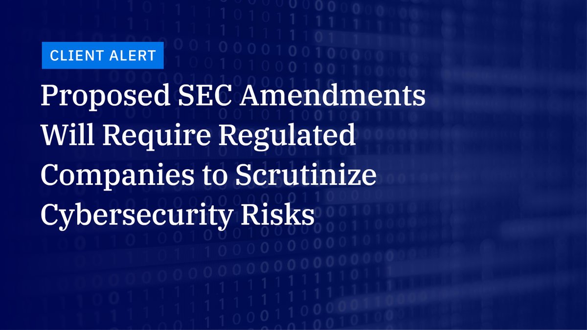 Jenner & Block (@jennerblockllp) on Twitter photo We help financial institutions understand potential implications of the <a href="/SECGov/">U.S. Securities and Exchange Commission</a>’s recent proposals to increase #cybersecurity readiness.
Read more: jenner.com/en/news-insigh…
#Data #Privacy #Securities #Enforcement We help financial institutions understand potential implications of the <a href="/SECGov/">U.S. Securities and Exchange Commission</a>’s recent proposals to increase #cybersecurity readiness.
Read more: jenner.com/en/news-insigh…
#Data #Privacy #Securities #Enforcement