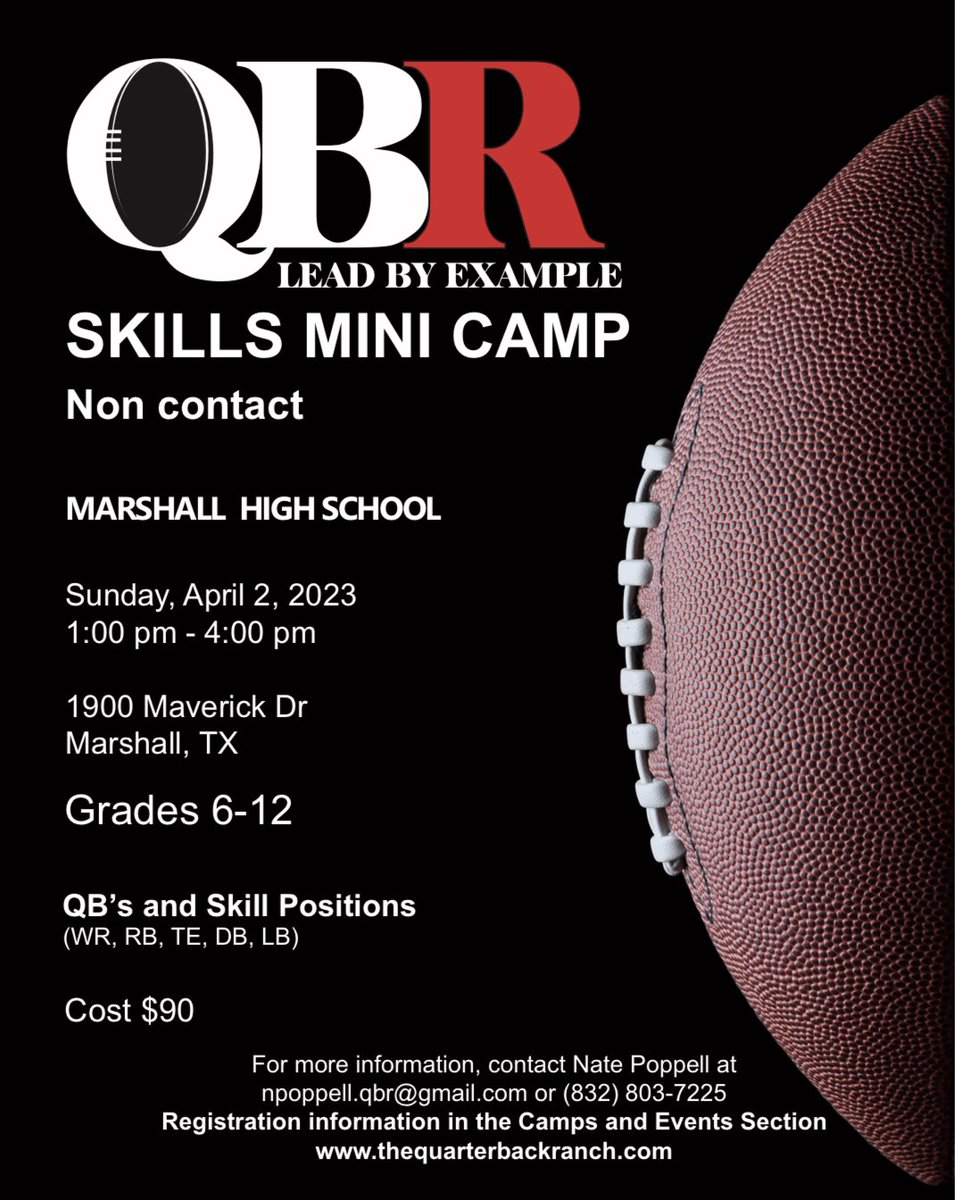 QB_Ranch's tweet image. QBR Mini Camp - Marshall, TX

We are excited to work with some East Texas talent. #qbr #minicamp
