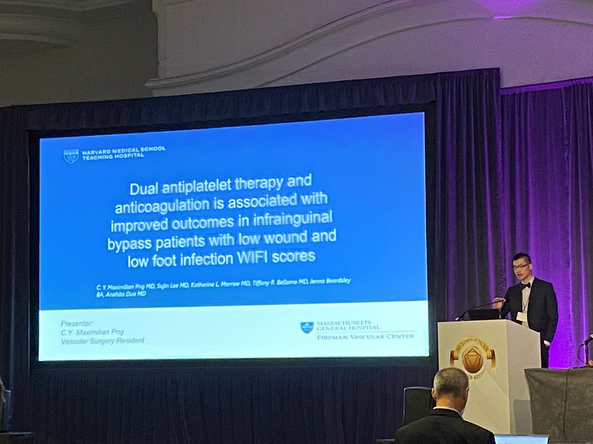 Congratulations to <a href="/PngMax/">Max Png</a> for presenting excellently <a href="/SCVS1969/">SCVS</a> about the use of DAPT and anticoagulants to improve outcomes in PAD pts from our coagulation lab! <a href="/MGHVascular/">Mass General Vascular</a> <a href="/MGHSurgery/">Mass General Surgery</a>