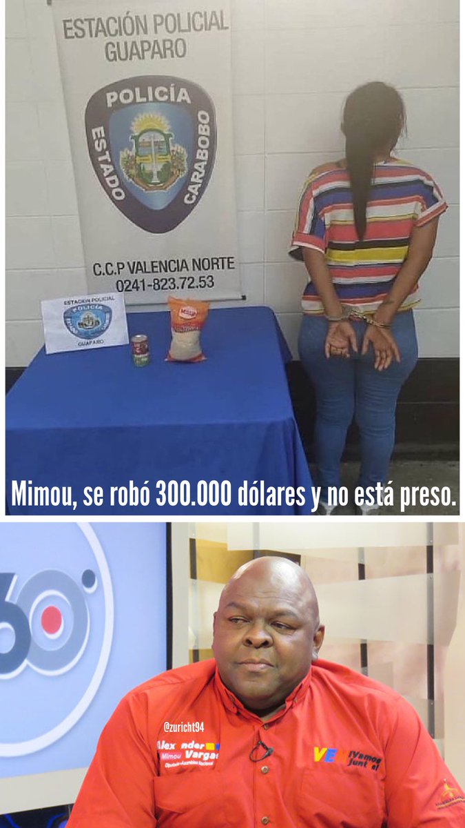 Alexander "Mimou" Vargas, Robó a unos constructores U$D 300.000 y al estado U$D 899.000 por una obra que construyó con materiales de mala calidad y no está preso. Esta Sra se robó un kilo de arroz y una sardina para darle a sus hijos algo de comer y le cayó todo el peso de la
