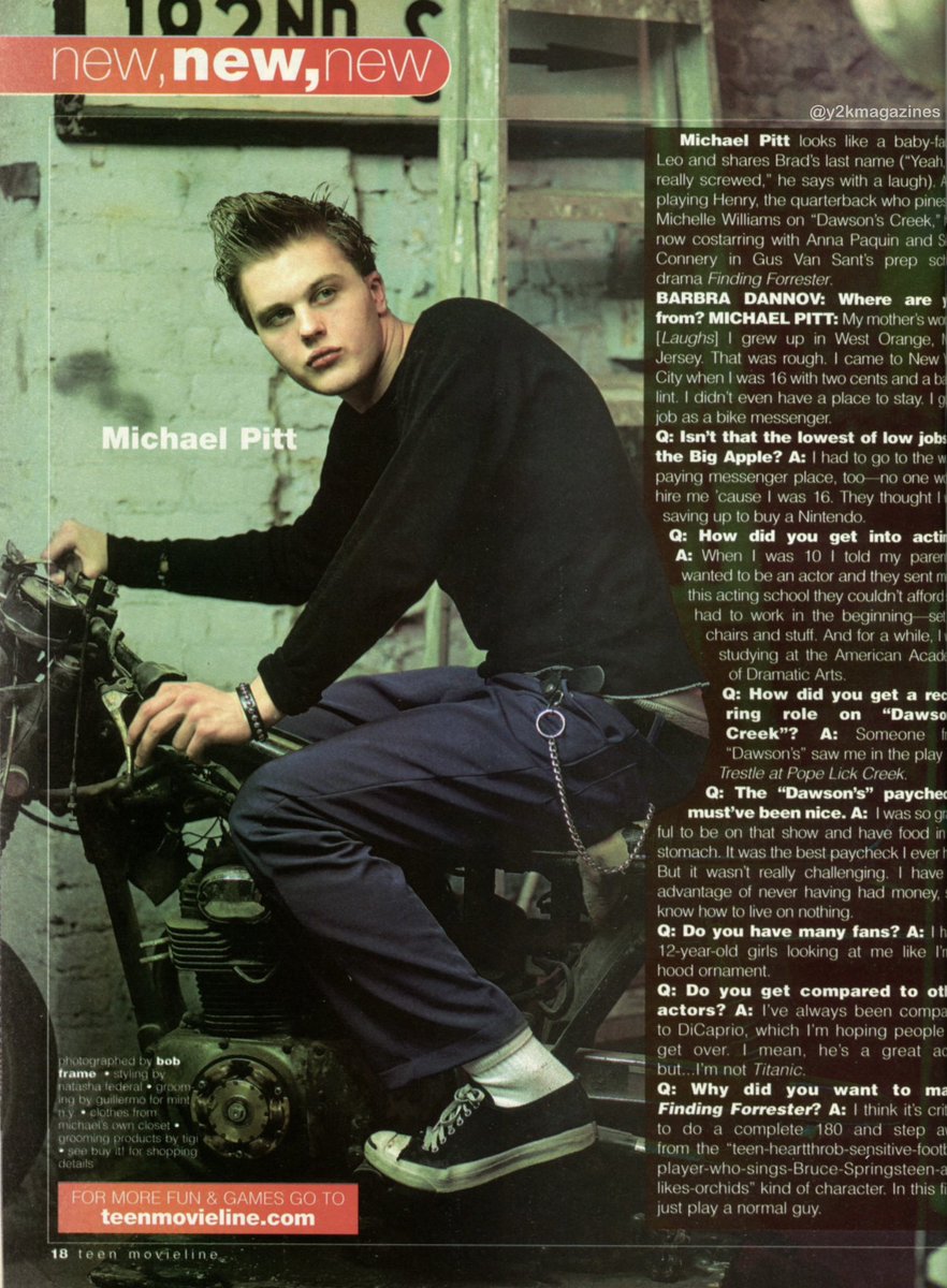 Michael Pitt featured in Teen Movieline magazine (Summer 2000)
