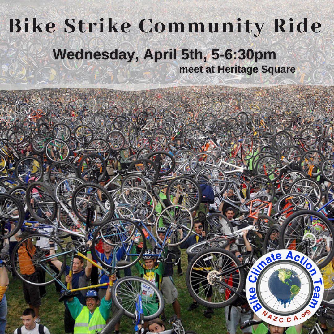 Adam_Shimoni's tweet photo. Join us for a community ride through town, celebrating cycling, community, and climate! The ride is meant to raise awareness about the upcoming City Council Capital Project budget retreat on April 7th. The bike ride will start at Heritage Square in Downtown Flagstaff. https://t.co/VCPgyg0MST