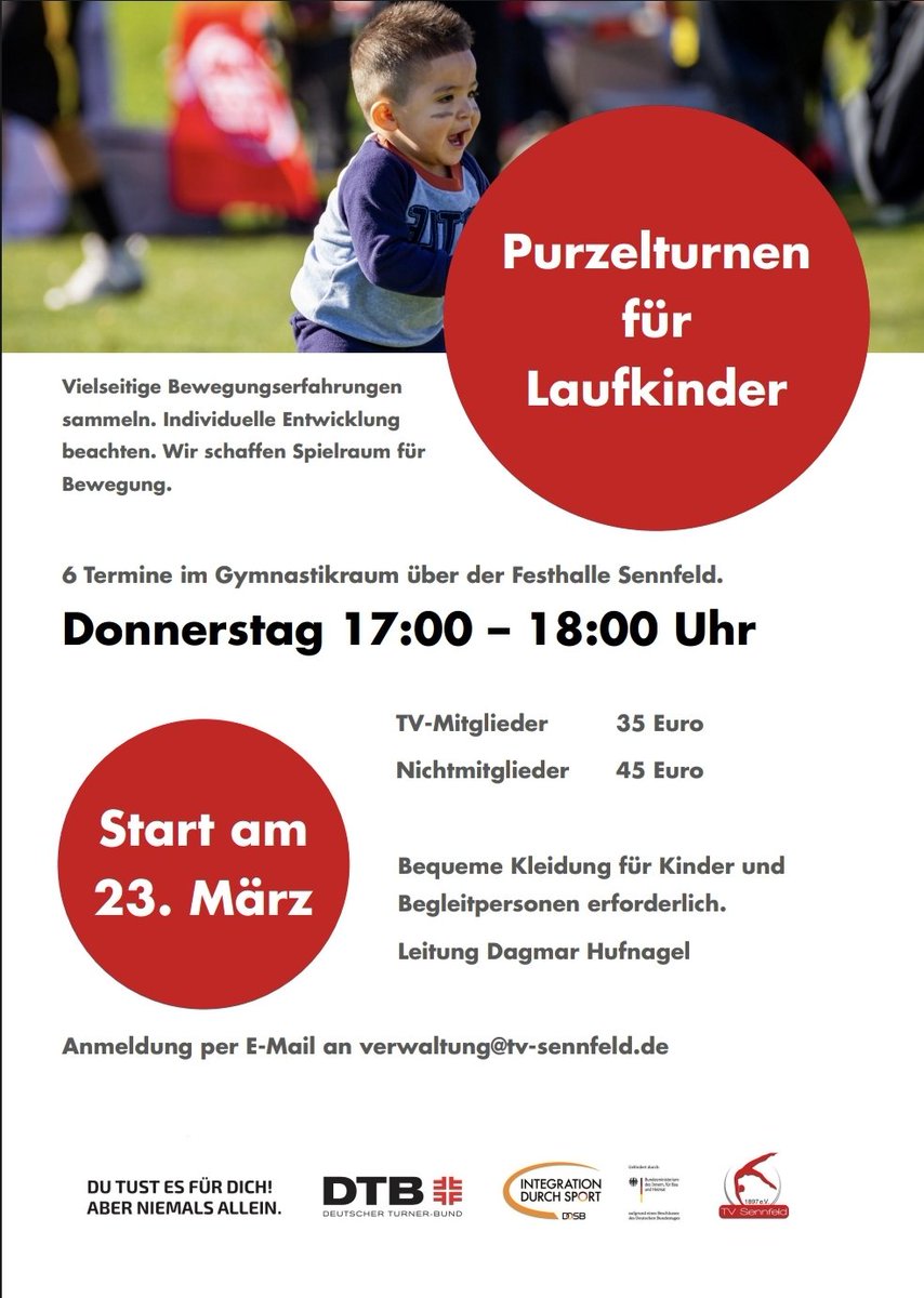 TvSennfeld's tweet photo. Vielseitige Bewegungserfahrungen sammeln. Individuelle Entwicklung beachten. Wir schaffen Spielraum für Bewegung.

Die drei Kurse zum Purzelturnen für Babys und Kleinkinder sind gestartet. https://t.co/uUk4qet9Ra