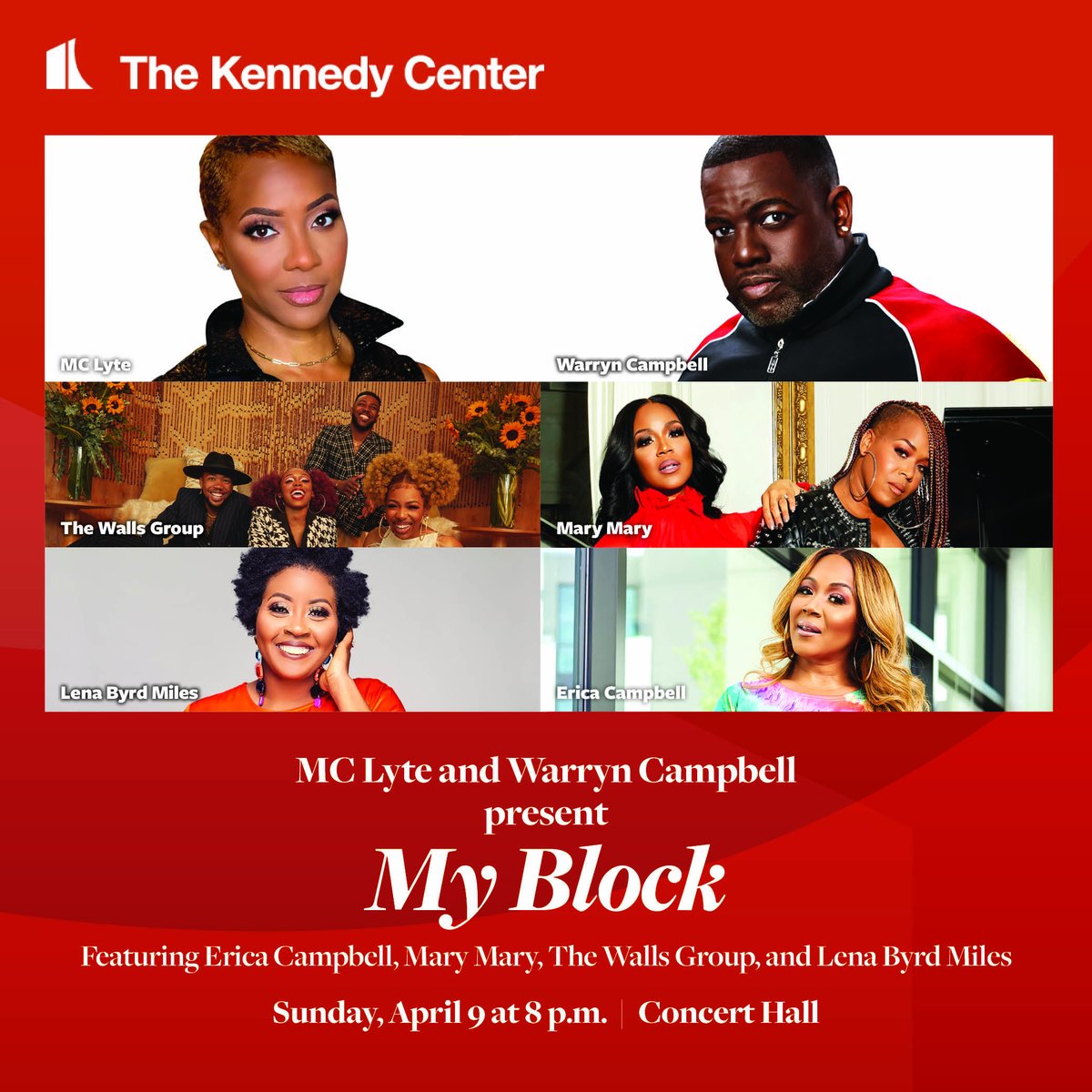 Meet us at the <a href="/kencen/">The Kennedy Center</a> on April 9 for a special <a href="/myblockrecords/">My Block Inc.</a> Easter Sunday concert feat. <a href="/ImEricaCampbell/">Erica Campbell</a>, #MaryMary, <a href="/TheWallsGroup/">The Walls Group</a> ,<a href="/lenabyrdmiles/">Lena Byrd Miles</a> and more! You won’t want to miss this one! Grab your seats at kennedy-center.org