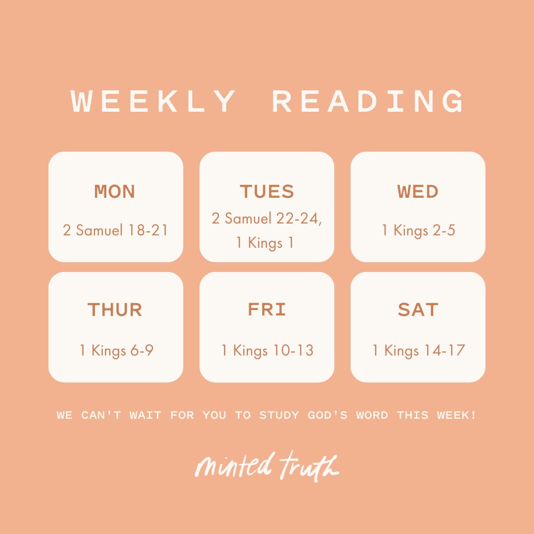 mintedtruth's tweet image. It's a good week to start reading God's Word! Join us as we start 1 Kings, baby! ⁠
⁠
Save and share to encourage a friend to start reading Scripture with you 💕