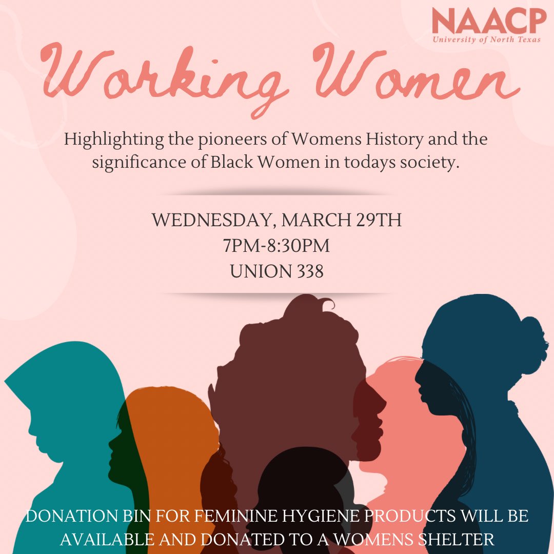 Join us this Wednesday at 7pm in Union rm338 for our event highlighting Women’s History Month and the accomplishments that Black Women have made to overcome societal oppression. 💪🏽

#womenshistorymonth #naacp