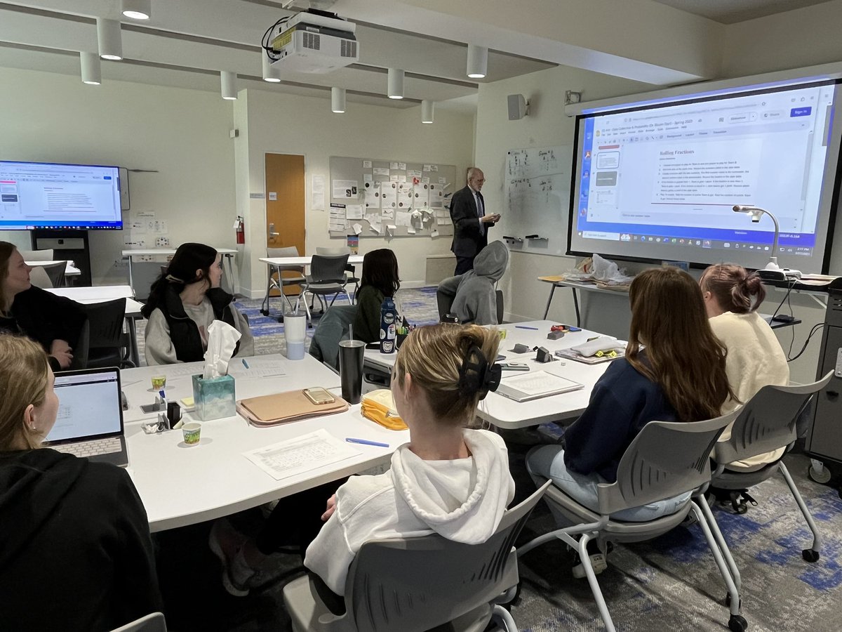 ryanflessner's tweet photo. Today was our semi-annual Dr. Bloom Day in #BUBlockBMath. It’s always great to have him on @butleru’s campus working with @ButlerCOE students. #whatretirement https://t.co/h6Tfyfi9sP