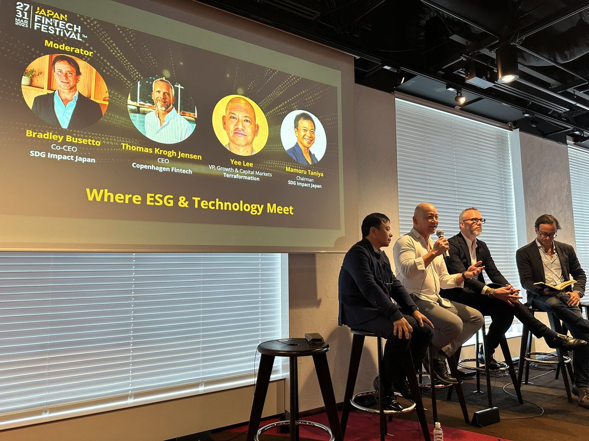 TradeTokyo's tweet photo. A clear &amp; special focus on ESG #environment #social &amp; #governance aspects of modern &amp; disruptive technologies is a very encouraging &amp; assuring consensus towards building a #sustainable &amp; #equitable world for the generations to come. @TF_Global @SDGImpactJapan @CphFinTech 👏🏽 (2/2) https://t.co/RDJFeUrrBY