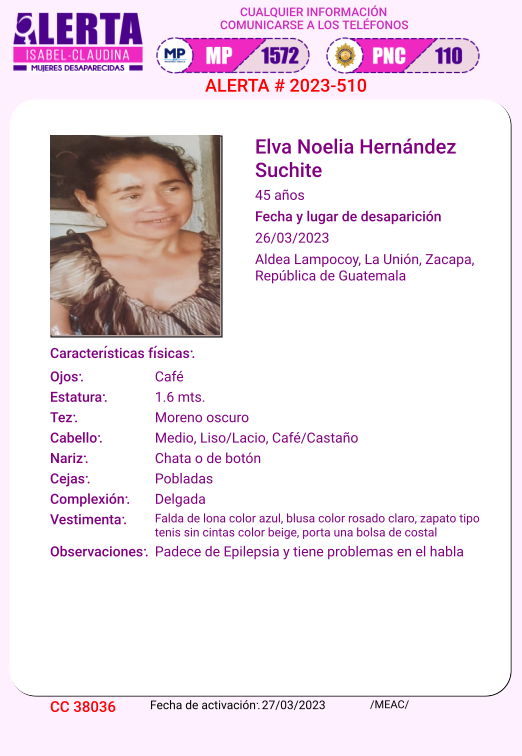 isabel_claudina's tweet photo. #AlertaIsabelClaudina
🚨 Ayúdenos a encontrar a
Elva Noelia Hernández Suchite 
Desapareció 26 de Marzo de 2023
Cualquier información comunicarse al teléfono 📞 1572
Gracias por difundir esta información❗ https://t.co/HbqqRmbrmP