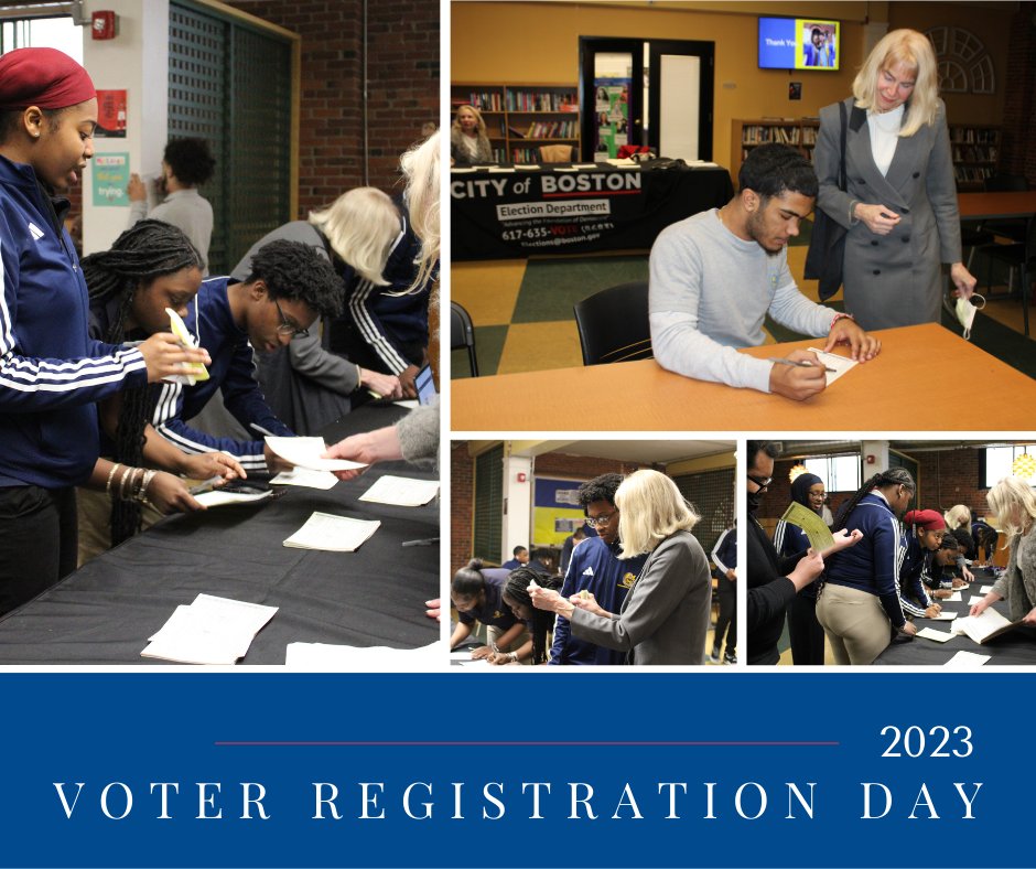 Over 40 students registered to vote last week during our voter registration drive! Many thanks to the Boston Election Department for assisting with the event. #WeAreCRB #CollegeBound #CareerReady #Vote <a href="/BostonElections/">Boston Election Department</a> <a href="/RosemaryJPowers/">Rosemary Powers</a>