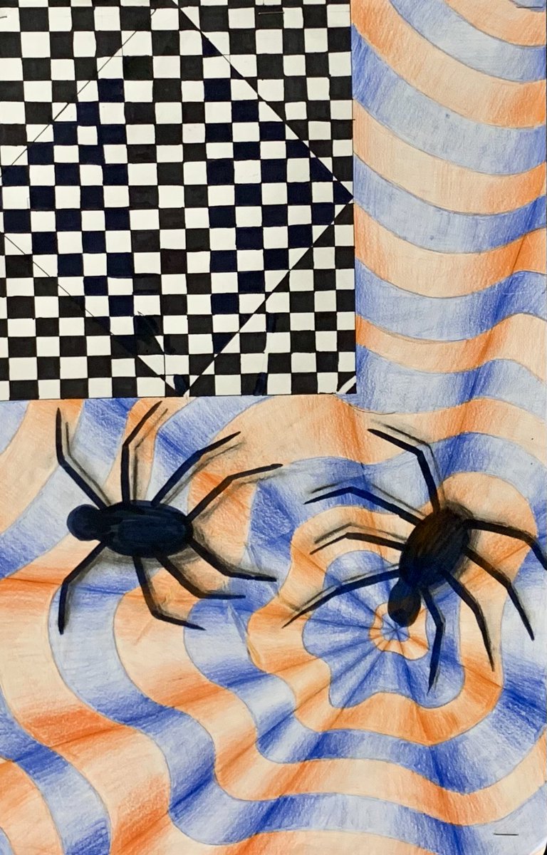 MsOweida's tweet photo. Check out what Bicentennial 803 Artists did for their term projects - They used their knowledge of optical illusions, space, form and other elements to showcase their amazing talents! Great work! #OpArt #Masterpiece @BIHI_School @HRCE_NS https://t.co/4rvM9plWps