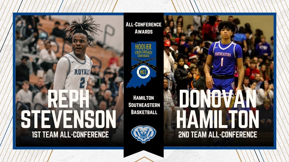 HSE Royals Basketball (@hsebasketball) on Twitter photo Congrats to two of our Royals on making the <a href="/HoosierCConf/">Hoosier Crossroads Conference</a> All-Conference team. <a href="/StevensonReph/">Reph Stevenson</a> was 1st Team All-Conference
<a href="/donovannnnn2/">donovan hamilton</a> was 2nd Team All-Conference.
Congrats on great seasons and your post-season awards! Congrats to two of our Royals on making the <a href="/HoosierCConf/">Hoosier Crossroads Conference</a> All-Conference team. <a href="/StevensonReph/">Reph Stevenson</a> was 1st Team All-Conference
<a href="/donovannnnn2/">donovan hamilton</a> was 2nd Team All-Conference.
Congrats on great seasons and your post-season awards!