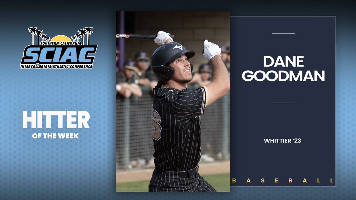 theSCIAC's tweet photo. Congratulations to Dane Goodman of @wcpoets and Wyatt Thompson of @ChapmanSports on earning #theSCIAC #AthleteoftheWeek honors for baseball! #SCIACtion #SoCalSoGood #d3b @d3baseball 

https://t.co/Ka3iAntoqq https://t.co/ClfA2TSeKf