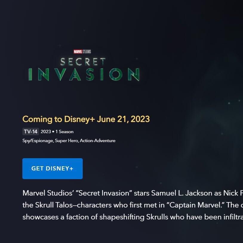YourEntertain12's tweet photo. CONFIRMADO

La serie #SecretInvasion llegará el 21 de junio de este año a #DisneyPlus https://t.co/KvdcQOlaUW
