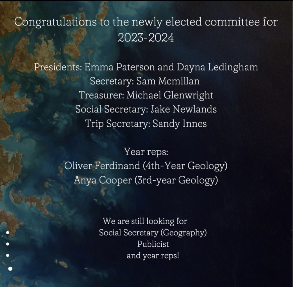 geoscienceabdn's tweet photo. The current committee (most have finished their UG🙁)  want to thank everyone for their support throughout the past year
Myself &amp; Jen want to thank the committee for their hard work⭐️
However we introduce our new committee for 23/24! 🎉 
We wish them good luck for next year 🌎🥳 https://t.co/PLhZKVFRsD