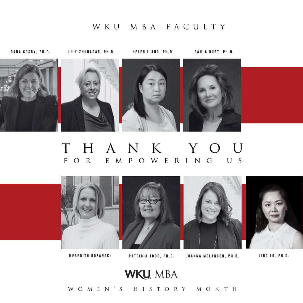 In honor of Women's History Month, we would like celebrate the contributions and accomplishments of the women that are a part of our WKU MBA faculty. Thank you for inspiring us to climb to new heights! 

#womenshistorymonth #wkumba #mba