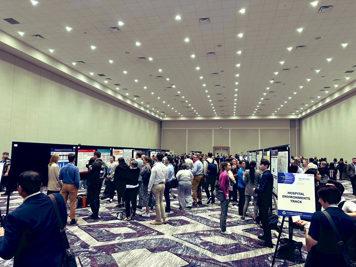 HFES's tweet image. What a crowd! The #HFESHCS Poster Session 1 is a hit. Innovation, learning, networking- this session has it all.