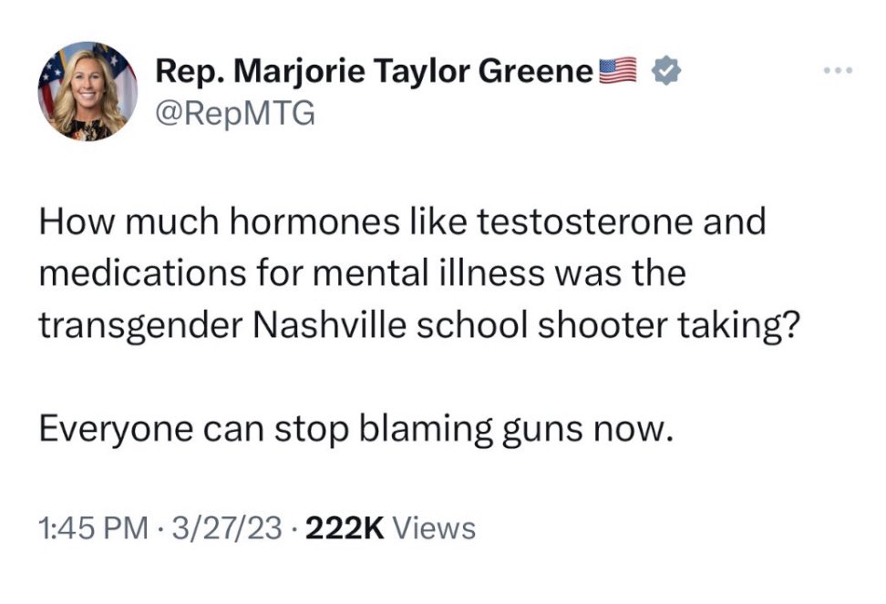 Are you fucking kidding me with this shit <a href="/RepMTG/">Marjorie Taylor Greene</a>? You can resign and delete your account now.