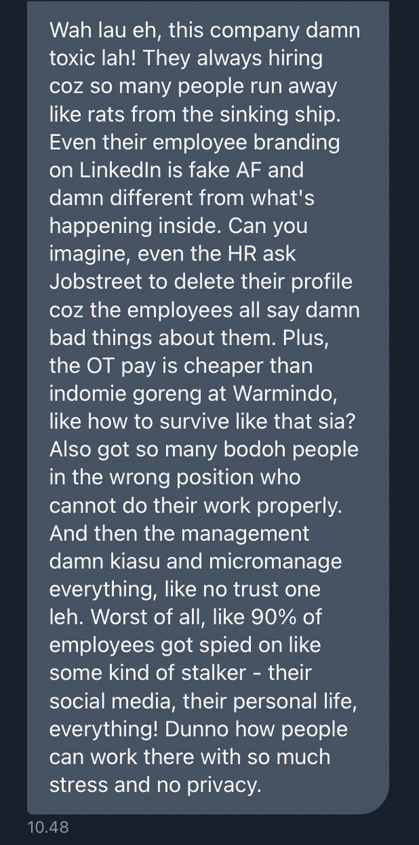 darilinkedin's tweet photo. Testimoni branding perusahaan di Linkedin tidak sesuai realita ☠️

- OT (overtime ya bukan orang tua) dibayar receh
- Review perusahaan di salah satu platform loker dihapusin
- Micromanage, semua socmed karyawan dipantau 🙈 https://t.co/HhdNY9Ov91