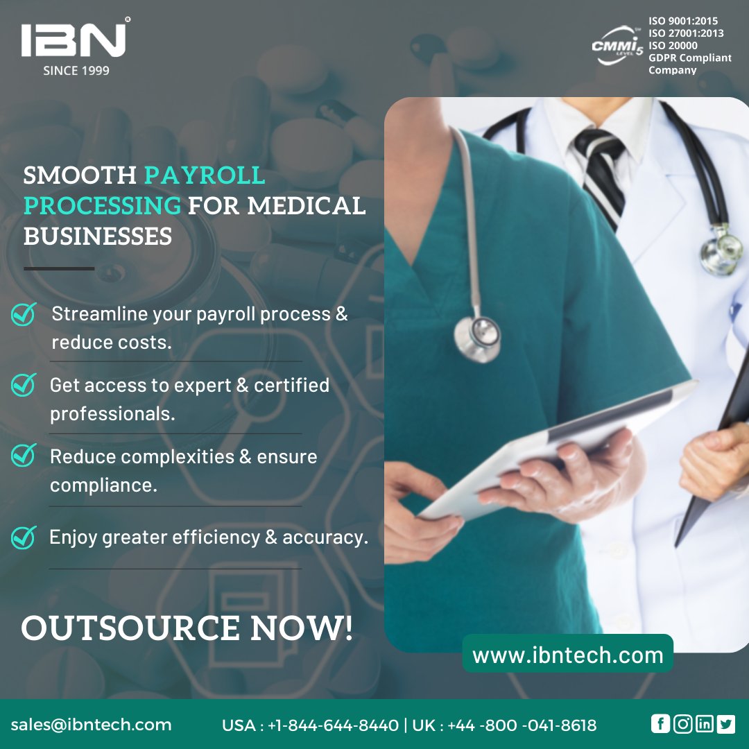 IBNTechnology's tweet image. Ready for stress-free payroll processing? Medical practitioners, it&apos;s time to outsource! Learn more: ow.ly/7Mrs50Nr5AP

#ibntech #payroll #payrollprocess #medical #medicalpractitioners #medicalbusiness