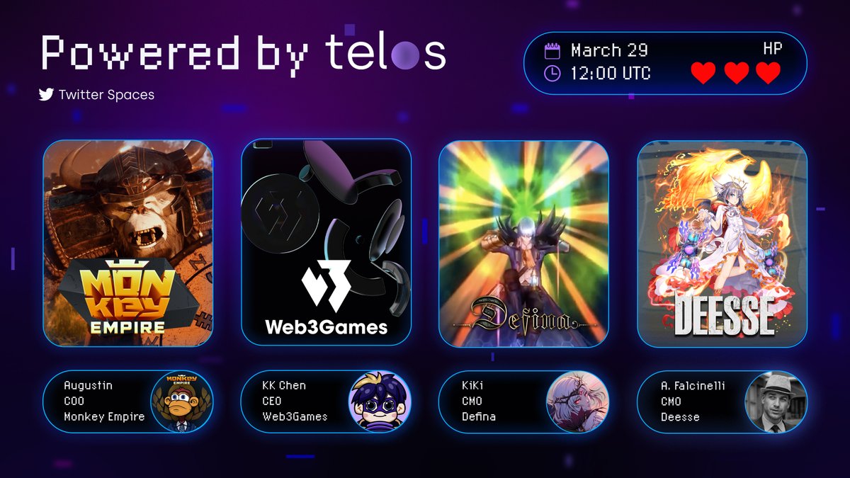 HelloTelos's tweet photo. Revealing the final panelist on our upcoming Powered by Telos #GameFi Edition Twitter Space, happening March 29th!

Andrea Falcinelli, the CMO of @deesse_dao! 🔥

Set your reminders, you won't want to miss it! 👇
📍 https://t.co/I4IOB1Gvui
📅 March 29
⏰ 12:00 UTC

#Telos #Web3 https://t.co/tLVqDwqkUH