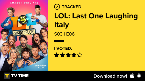 amphetamines_'s tweet photo. I've just watched episode S03 | E06 of LOL: Last One Laughing Italy! https://t.co/OBKET0xRok #tvtime https://t.co/YAFc2t5n1v