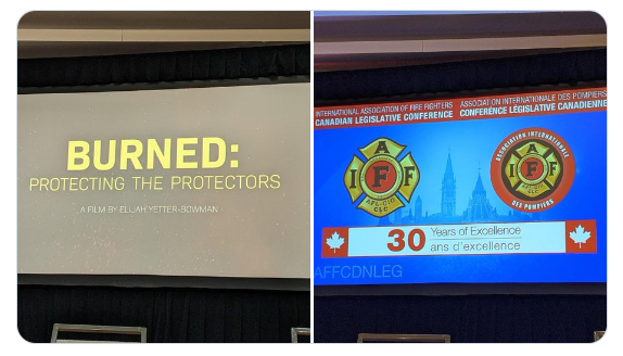 Today we were honoured to screen the Canadian première of the documentary film BURNED for our #iaffdcnleg conference delegates in Ottawa.
 
It's a gripping and emotional examination of the danger of the forever chemical #PFAS in fire fighters' gear <a href="/IAFFofficial/">International Association of Fire Fighters</a> #ExtinguishCancer