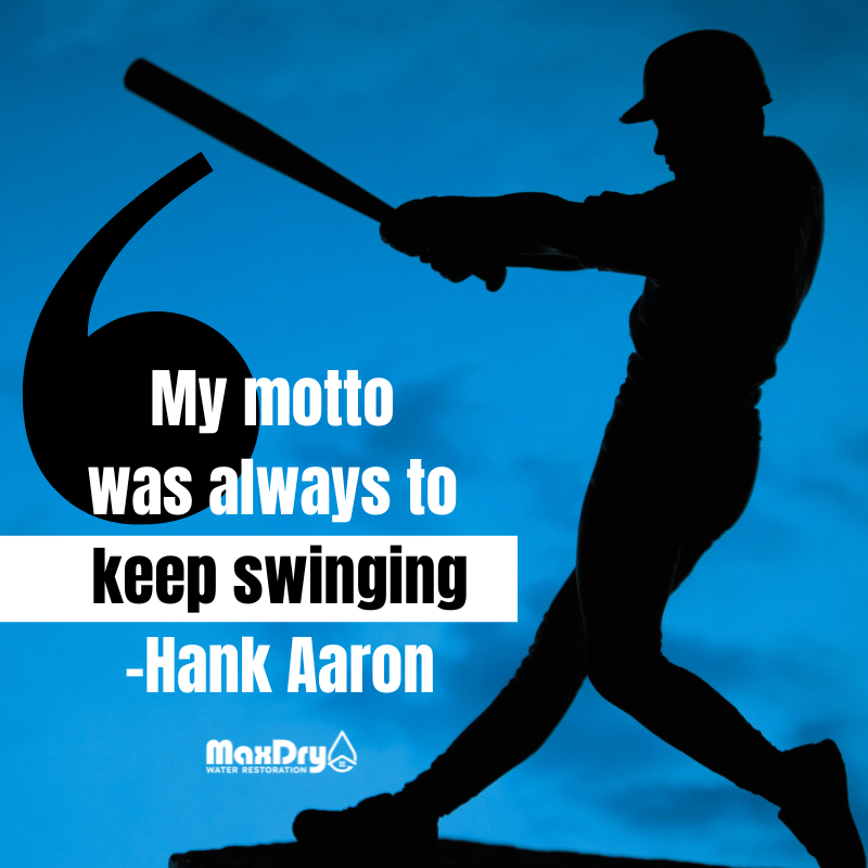 MaxDry_atl's tweet photo. MLB's ⚾ Opening Day is this week!

...and what better way to celebrate than to kick it off with words from our very own #Braves legend, Hank Aaron?

"My motto was always to keep swinging." -Hank Aaron

#baseball #hankaaron #motivationmonday #maxdry #restorationcompany #atlanta https://t.co/ZRyGceCu7f