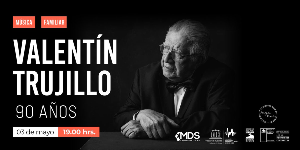 Valentin Trujillo cumple 90 años y la region BioBio lo celebra en un concierto. Este 3 de MAYO a las 19hrs celebramos el cumpleaños del tio Valentin
 ticketplus.cl/events/valenti…
