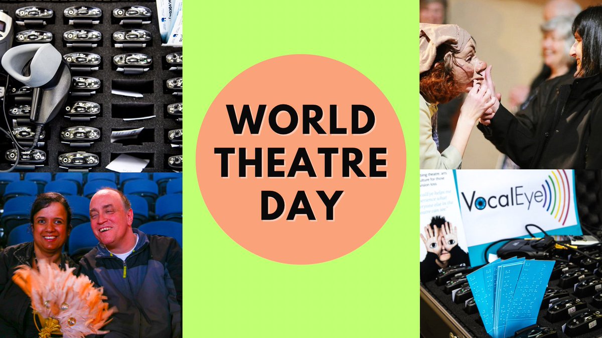 Happy #WorldTheatreDay!

We absolutely LOVE sharing the transformative power of theatre through the art of #AudioDescription.

Today we want to give a shout out to our theatre partners, our brilliant team of #Describers- and the #VocalEye community for joining us!

#AccessTheatre
