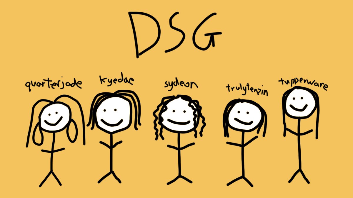Introducing the DSG Game Changers team!

players:
<a href="/QuarterJade/">QuarterJade</a> 
<a href="/kyedae/">Kyedae</a> 
<a href="/Sydeon/">Syd 🔮</a> 
<a href="/TrulyTenzin/">tenzin</a> 
@tupperwareplays (In-Game Leader)

coach:
<a href="/CoachRuin/">ruin</a> 

They'll be streaming their scrims and practice throughout the week!

Open Qualifiers starts April 4th!