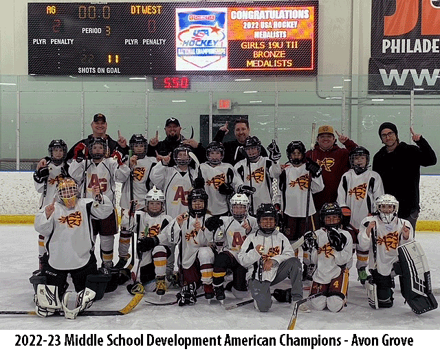 ILMSHockey's tweet photo. Congratulations to Avon Grove Middle School Hockey Team on capturing the 2022-23 Development American Championship! @Ice_Line @AvonGrove_HS https://t.co/zr5xxN8Noq