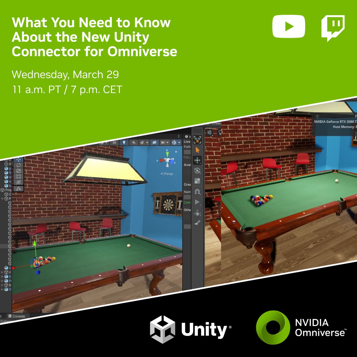 The new <a href="/Unity/">Unity</a> Connector for #NVIDIAOmniverse is here! 🙌 

Come learn what this means for your creative workflow in this week's livestream. bit.ly/3LQavVg