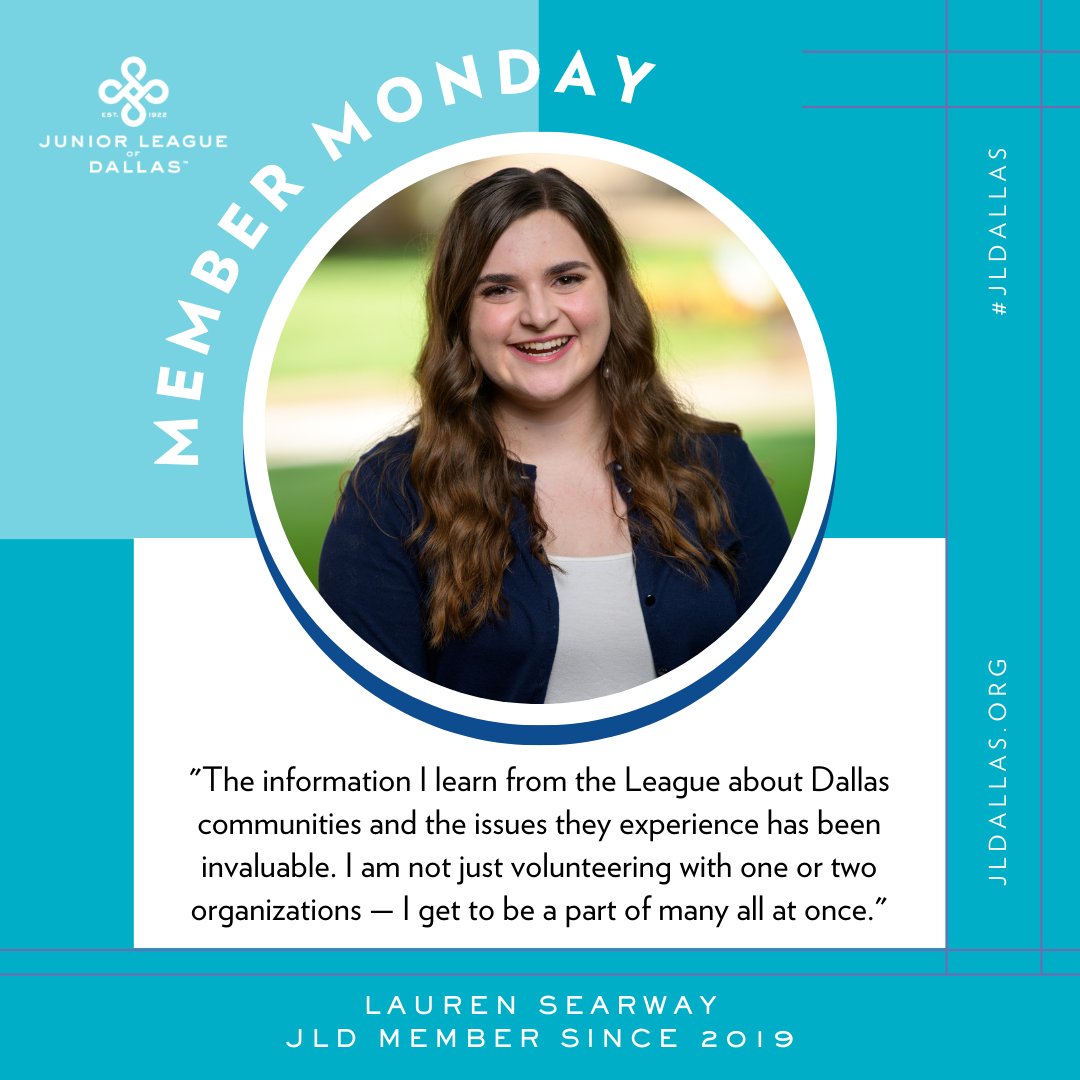 This week’s #MemberMonday is Lauren Searway! 'The information I learn from the League about Dallas communities and the issues they experience has been invaluable. I am not just volunteering with one or two organizations — I get to be a part of many all at once.'