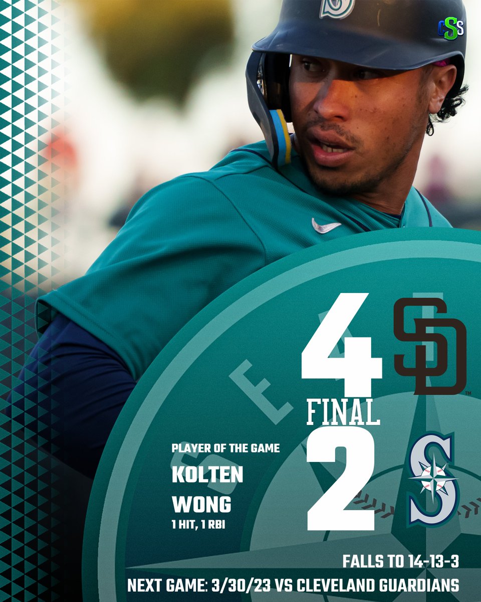 FINAL: Our @Mariners fall to the @Padres in the final game of Spring Training. The next one counts baby! Opening Day is up next!

Photo by @_LivLyons 

#SeaUsRise #Padres #SpringTraining #SeattleMariners #Baseball #MLB #MarinersBaseball #SeattleBaseball #PadresST #SanDiegoPadres…