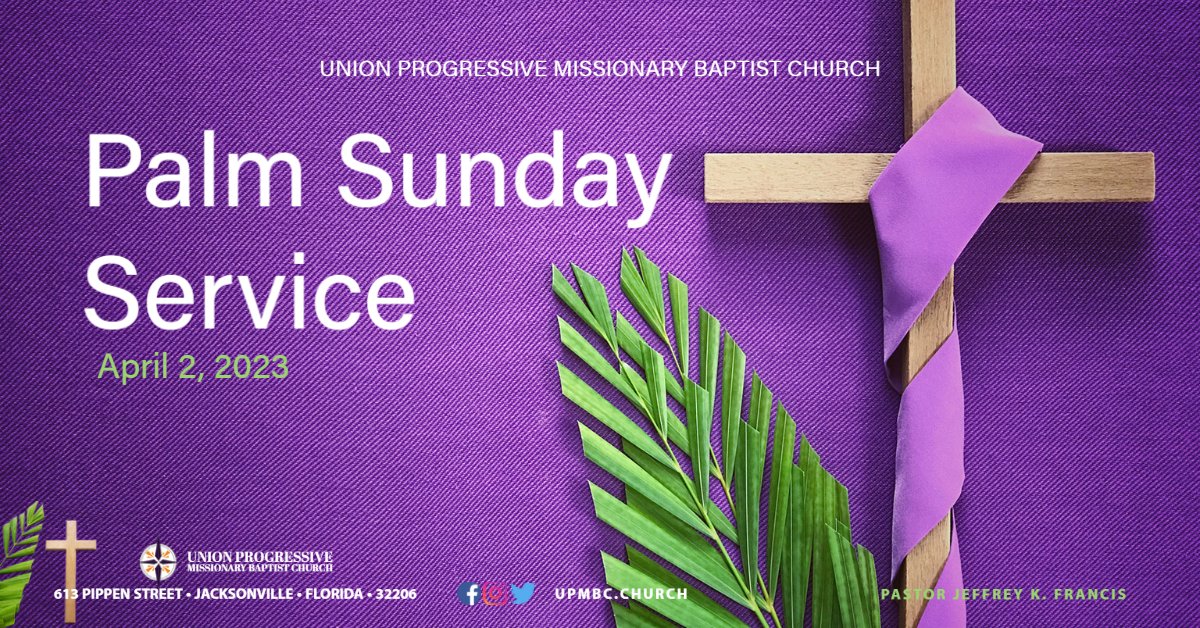 UPMBCJax's tweet photo. Family and Friends, join us Sunday, April 2, for our Palm Sunday services.  Church school starts 9:30a, and our Worship service at 10:30a.
Therefore, if anyone is in Christ, the new creation has come: The old has gone, the new is here! - 2 Corinthians 5:17
#upmbcjax 
#PalmSunday https://t.co/BA9g7rNPXI