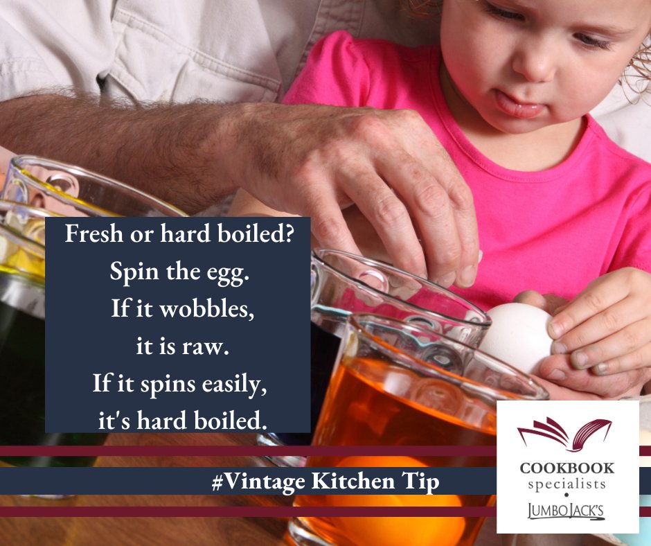 CookbookSpecial's tweet photo. A Vintage Kitchen Tip to save the day! We have heard stories of people forgetting which eggs were hardboiled and which ones were raw and dying the wrong set! A little spin and you will know!
#vintagekitchentip #egg #easteregg https://t.co/JgJGSrlyVe