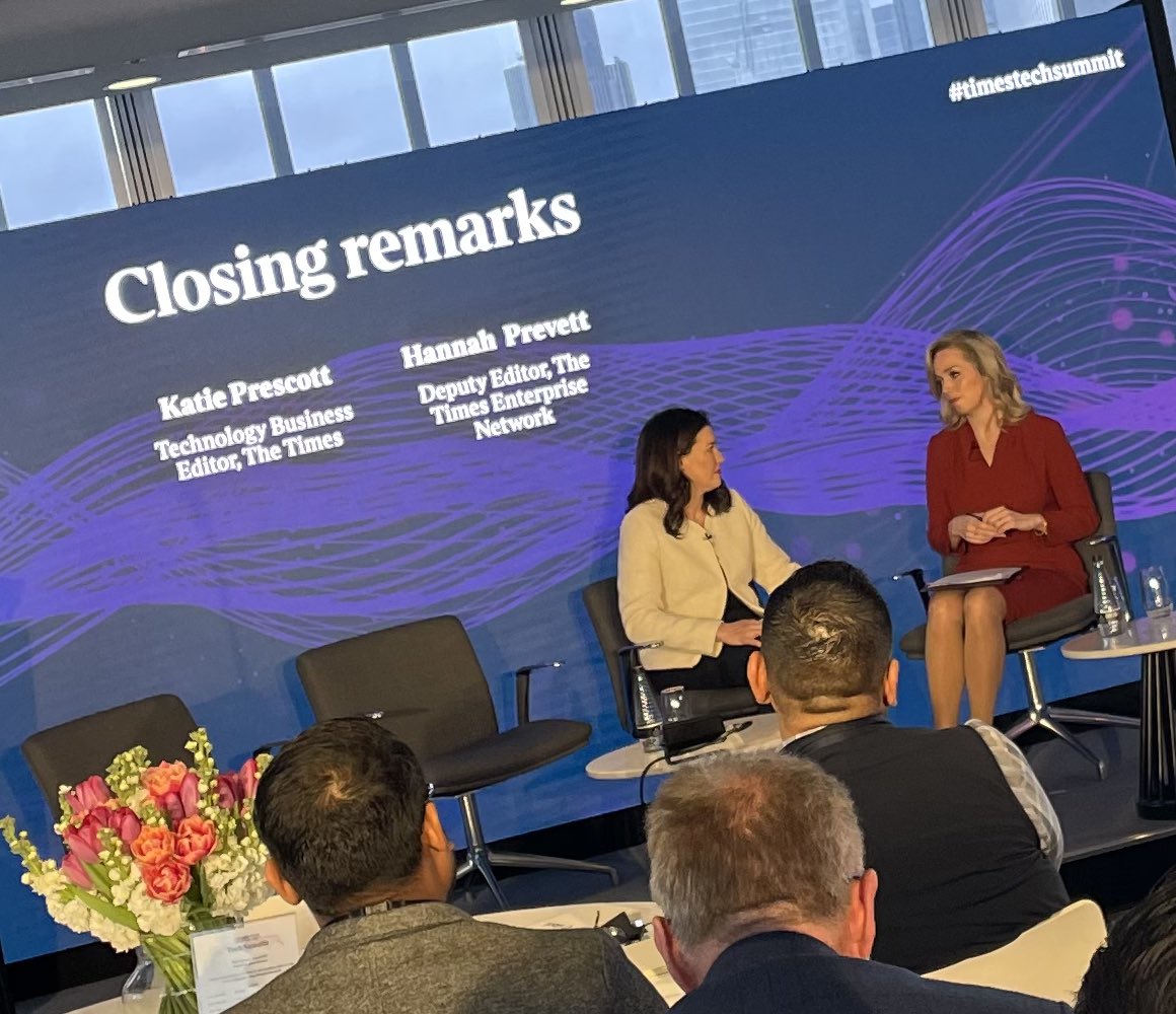 Rob Pierre (@robapierre) on Twitter photo Just reflecting on last week’s #TimesTechSummit2023. My favourite sessions covered tech talent, launching rockets and generative AI. A thoroughly enjoyable and thought-provoking event, expertly hosted by <a href="/hannahprevett/">Hannah Prevett</a> and <a href="/kprescott/">Katie Prescott</a>
Check it out:
timestechsummit.com/#/agenda Just reflecting on last week’s #TimesTechSummit2023. My favourite sessions covered tech talent, launching rockets and generative AI. A thoroughly enjoyable and thought-provoking event, expertly hosted by <a href="/hannahprevett/">Hannah Prevett</a> and <a href="/kprescott/">Katie Prescott</a>
Check it out:
timestechsummit.com/#/agenda