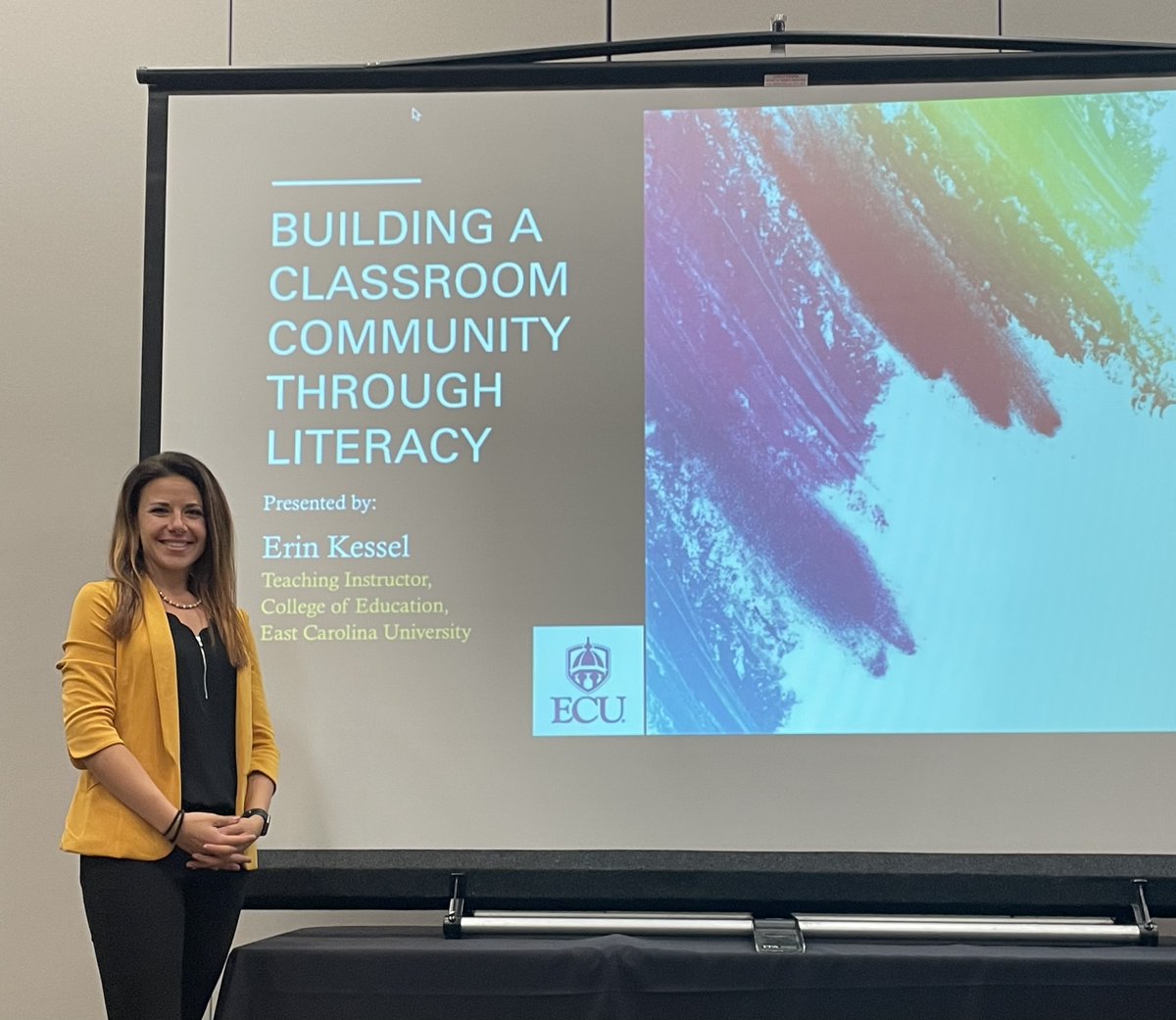 EcuLehe's tweet photo. Today LEHE's Erin Kessel presented "Building a Classroom Community through Literacy." @NCReadingAssoc @ECU_COE @kessel_erin 
#NCreading
#NCRAcon2023
#NCRAyourvoicematters
#ReadingTeachers https://t.co/AljnhTTMZl