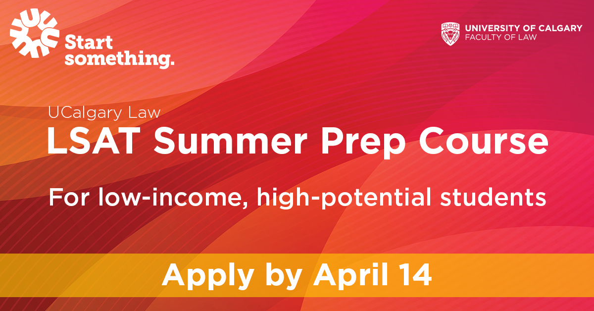 UCalgaryLaw's tweet photo. Thinking about law school? Applications for our summer LSAT prep course are open. Find out more and apply by April 14. https://t.co/DdLPCfOUvD 

Special thanks to @BLGLaw for their ongoing support of this program! https://t.co/cB6XKD6eQN