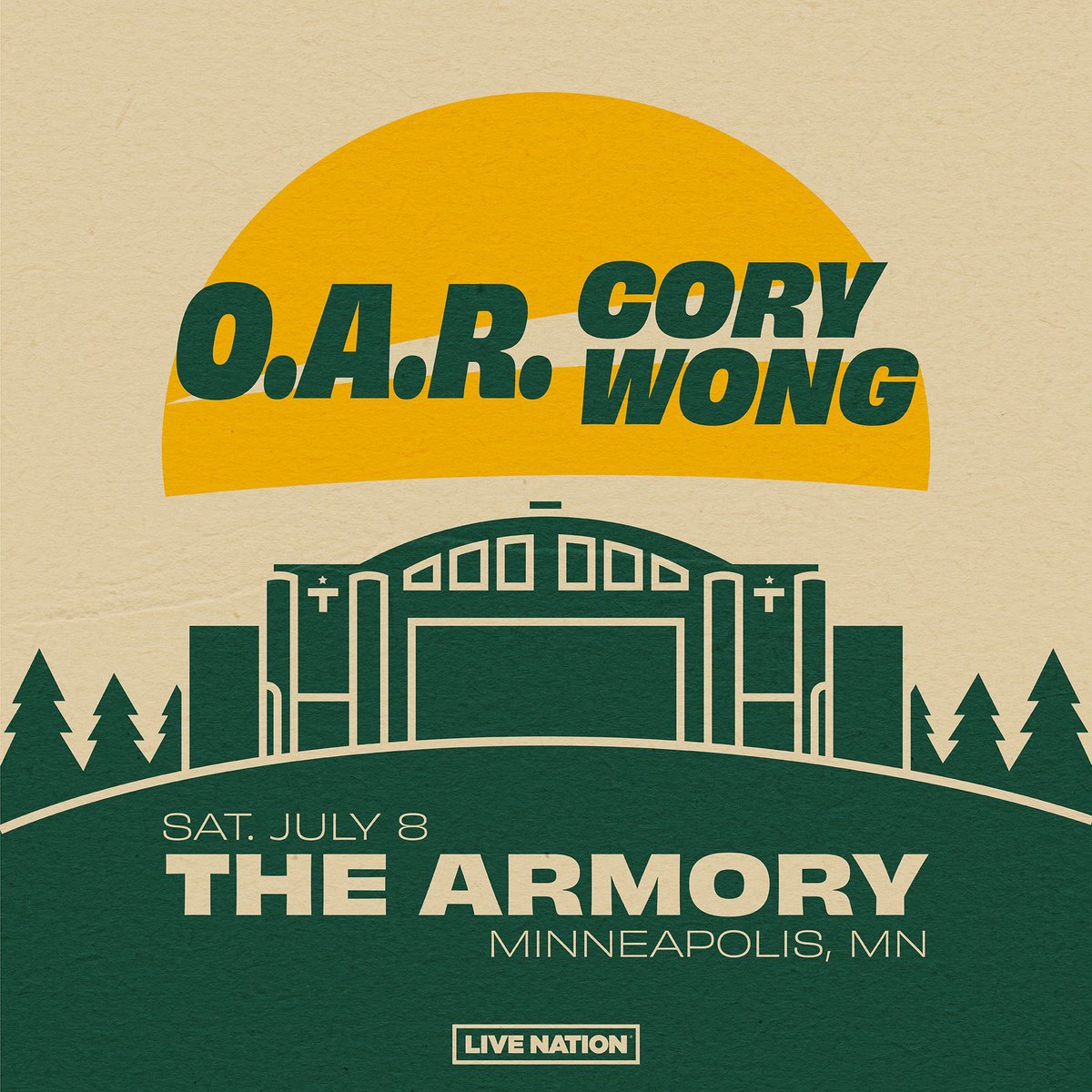 We are thrilled to partner with <a href="/mnwild/">Minnesota Wild</a> and our friend, Grammy-nominated guitarist <a href="/corywong/">Cory Wong</a> for the inaugural Crazy Game of Hockey Weekend in Minneapolis!

Tickets for our July 8th show at the legendary @armorymn go on sale TODAY at 4pm CT. 

Visit LiveOAR.com/tour for