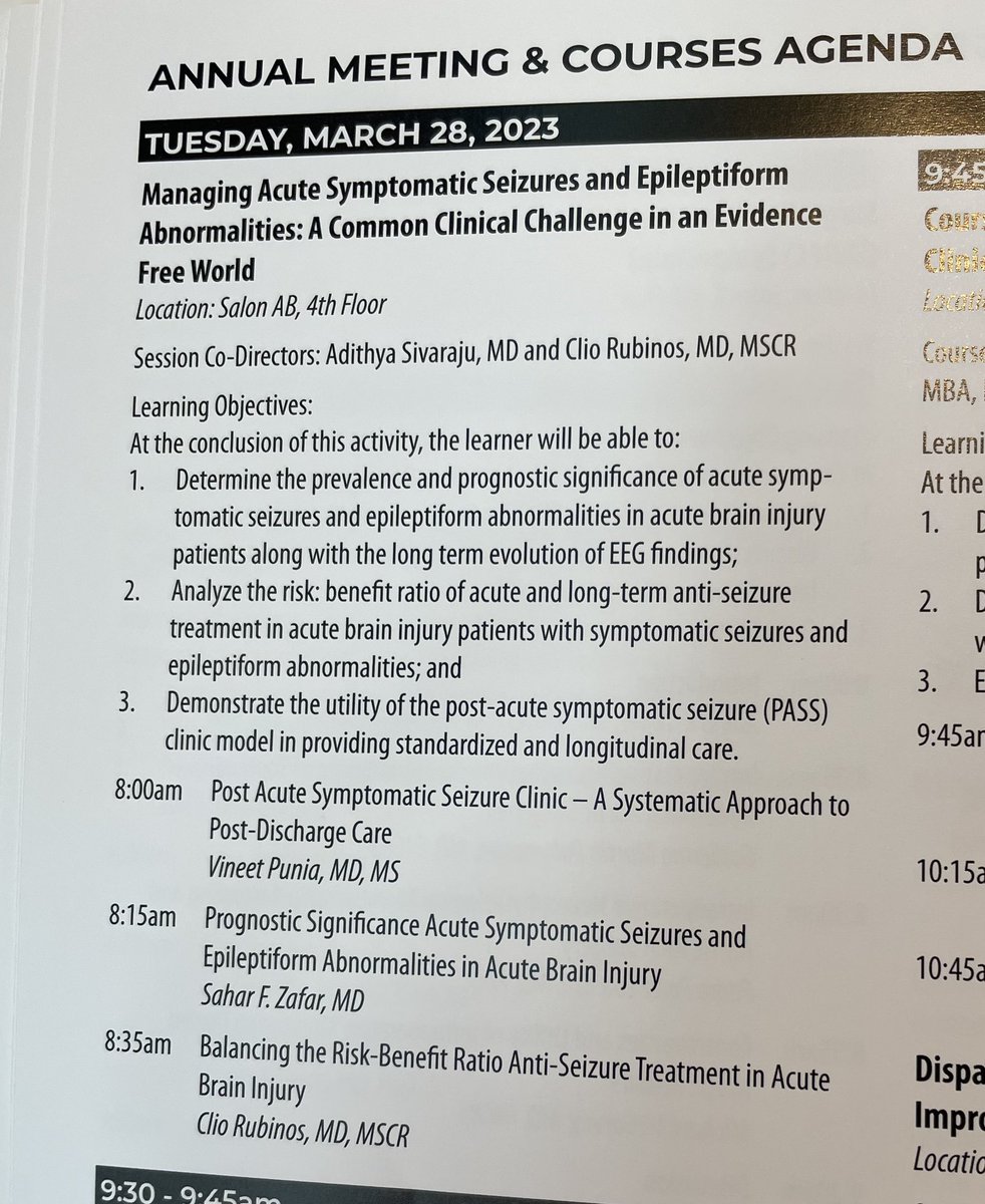 Interested in learning how to manage acute symptomatic #seizure and epileptiform ⚡️ during hospitalization and after discharge? Then do attend 8 am session tomorrow at #ACNS2023 #PASSclinic