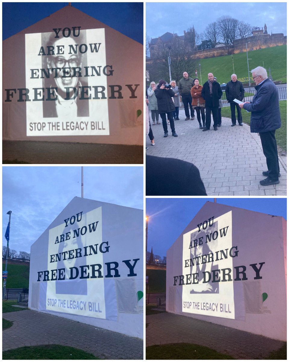 MaryforDerry's tweet photo. โSTOP THE LEGACY BILL
Tonight 270 images of victims of state violence & collusion were projected on #FreeDerryWall
All of these victims and their families deserve access to truth and justice. Scrap the #BillofShame
#BloodySunday51 #OneWorldOneStruggle #timefortruth https://t.co/gNkDZU2ALZ